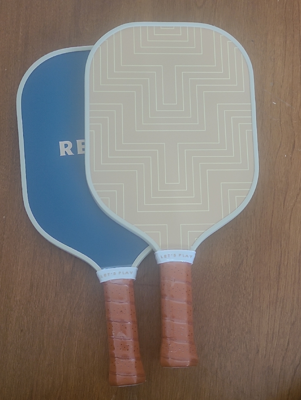 RECESS Quality Pair of Two Pickleball Paddles in Teal Blue and Mustard Tone